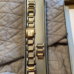 Silver and gold two tone box link watch NWOT